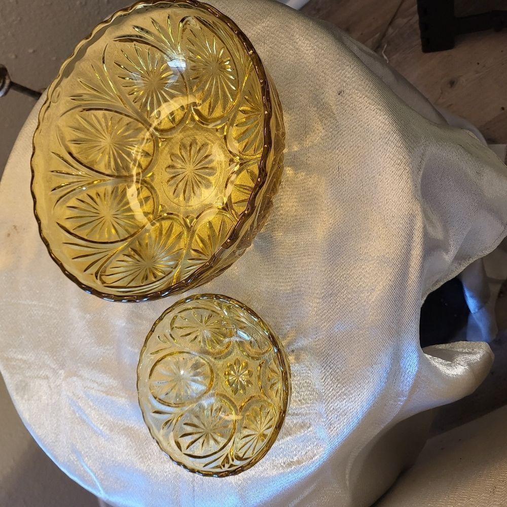 Yellow Glass chips and dip bowl set - Picture 1 of 3